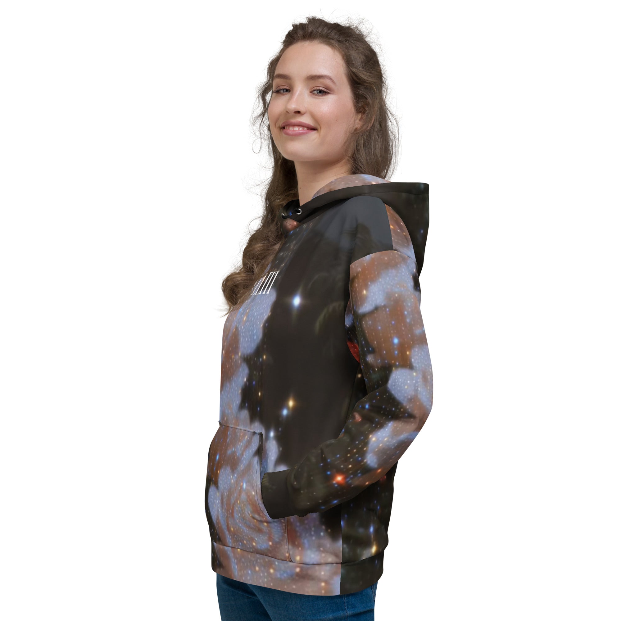 Unisex Hoodie featuring a vibrant print on a relaxed fit design with soft brushed fleece inside.